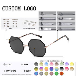 Elegantes Gafas de Sol Octogonales con Montura Metálica Completa, Lentes Verdes, Protección UV400, Unisex, Protección Solar para Adultos - Product Image 3