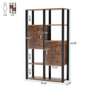 Estantería Invisible de Metal Industrial moderna, estante de <span class=keywords><strong>libros</strong></span> abierto de Historia de esquina, de 3 niveles de hierro Mdf estante de almacenamiento, estantería con dos puertas - Product Image 4