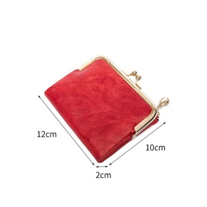 Custom Vintage Anti-Theft Coin <b>Purse</b> Fold Mini PU Leather Women Minimalist Open Wallet Polyester Lining - Product Image 2