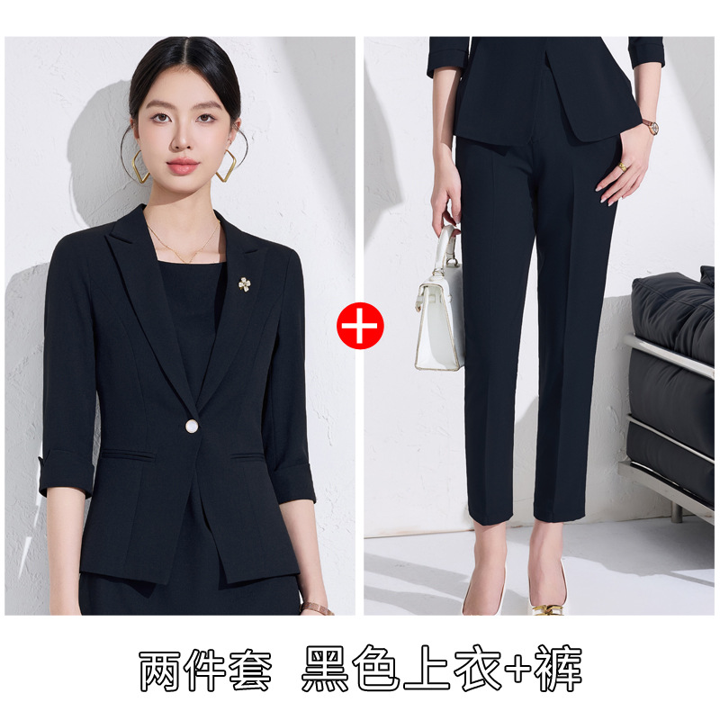 Black suit cropped trousers