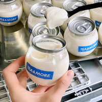 Bouteille transparente en PET avec logo personnalisé, format canette, pour boissons, pot en plastique de qualité alimentaire, couvercle facile à ouvrir, 210 ml, pour jus
