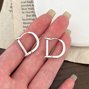 Ruitai S925 Sterling Silver Letter Clip-on <b>Earrings</b> Women's Everyday Wear <b>Fine</b> <b>Stud</b> <b>Earrings</b> - Product Image 3
