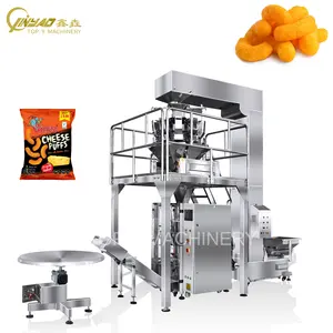 Cheese Puffs Pillow Bag Vertical Packing Machine Combined with Multihead Weigher Z-type Elevator Puffed Snacks VFFS Machine