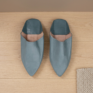 Babouches en cuir véritable bleu-gris pointues pour femmes et hommes, légères, pour l'été et l'automne, usage quotidien, intérieur/extérieur - Product Image 3