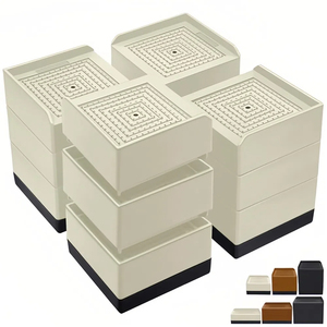 Lot de 4 rehausseurs de meubles de lit 4 pouces, élévateurs de meubles robustes en hauteurs de 1.5, 3 ou 4 pouces, blocs carrés réglables - Product Image 1