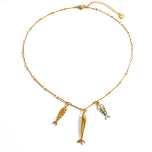 Collier en acier inoxydable, thème océan, pendentif poisson, plaqué or, chaîne de clavicule, usage quotidien, design animal - Product Image 5