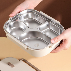 Stainless Steel <b>Lunch</b> <b>Box</b> 304 Rectangular <b>Insulated</b> Compartmental With Utensils For Students And Office Workers - Product Image 3