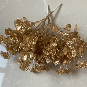 artificial gold leaves artificial rose gold fake silver leaf flowers palm orchid eucalyptus flowers plant for home wedding decor