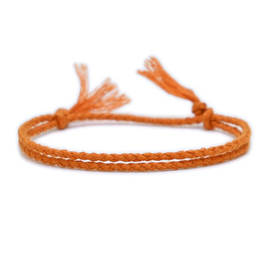 Braccialetto di corda di <span class=keywords><strong>cotone</strong></span> semplice tessuto fatto a mano in puro colore nappa bracciale regolabile per gli uomini delle donne - Product Image 5