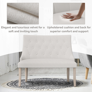 Elegante Sofá de Dos Plazas de Lino con Patas de Madera, Cojín Tapizado, Fácil de Limpiar, Diseño Moderno para Dormitorio, Apartamento, Hotel, Sala de Estar - Product Image 3