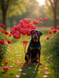 Divertente maglietta da uomo Rottweiler Heart per San Valentino, manica corta, 100% cotone, vestibilità regolare, casual, girocollo, stampa digitale - Product Image 2