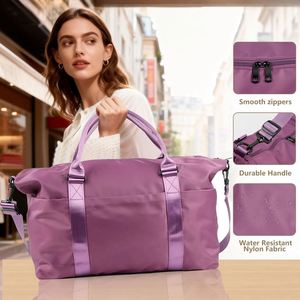 Sac de voyage pour femme, sac fourre-tout violet, sac à roulettes imperméable en polyester, grande capacité pour avion, accouchement - Product Image 6