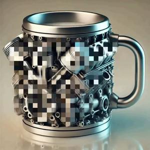 Vaso de agua creativo de resina y acero inoxidable con diseño de motor V8V6, artesanía en resina, para exportación. - Product Image 1