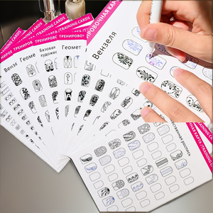 12 pièces/sac – Modèles réutilisables pour la pratique du nail art – Livre de modèles de couverture complète pour l'apprentissage, la manucure, le <span class=keywords><strong>dessin</strong></span> et la peinture - Product Image 1