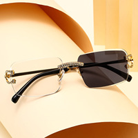 Nouvelles lunettes de soleil photochromiques rectangulaires sans monture, luxe, transparentes comme du diamant, anti-lumière bleue, changement de couleur.