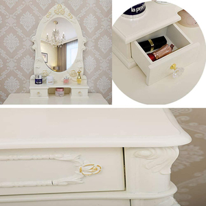 <span class=keywords><strong>Commode</strong></span> de Table de maquillage avec tabouret miroir, en bois massif, de Style Pastoral français, européen, luxueux, moderne, pour petit appartement - Product Image 4