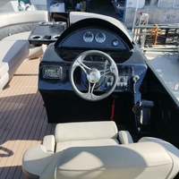 Bateau ponton en fibre de verre personnalisable de 22 pieds avec cabine, porte-cannes, moteur hors-bord, haute vitesse, pour divertissement familial, pêche sportive et croisière
