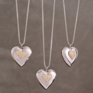 Chaîne à breloque cœur bicolore imperméable, zircon brillant, plaqué or, acier inoxydable, bijoux pour femmes - Product Image 3