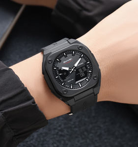 Montre de sport numérique SKMEI 2328 2024, nouvelle, en ABS, carrée, 5 couleurs, design camouflage transparent, étanche 50 m, heure mondiale, <span class=keywords><strong>chrono</strong></span>, 5 alarmes - Product Image 3