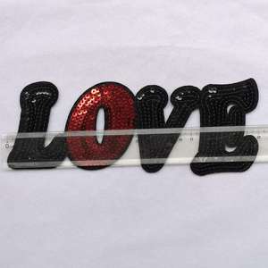 DIY 1pcビッグブラックスパンコールラブビッグバードパッチ (ビッグラブ) 22.5*8.2cm - Product Image 2