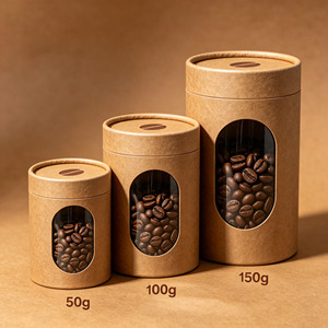 Boîte cylindrique en carton biodégradable de qualité alimentaire 50g 100g 150g, emballage en tube de papier kraft pour café et thé - Product Image 2