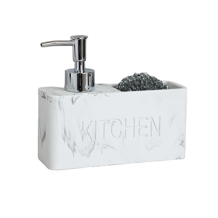 Bath Marble Accessories Set Soap Dispensers Countertop Polyresin Dish Soap Lotion Pump With Holder
