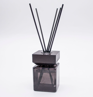 Bouteille vide carrée pour diffuseur à bâtonnets avec bouchon en bois, noire, pour eau aromatique concentrée, 100ML 200ML 500ML