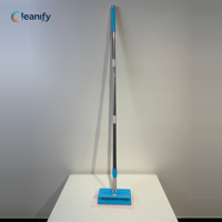 CLEANIFY KY-CS171 Serpillère plate sans lavage, tampons de recharge réutilisables, système Click Mop, manche 3 sections 130,5 cm, plaque 16x8 cm, pour poils d'animaux