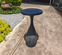 Table d'appoint ronde noire moderne en MGO avec base sculpturale, table basse en béton pour l'intérieur et l'extérieur, élégante table d'appoint en ciment