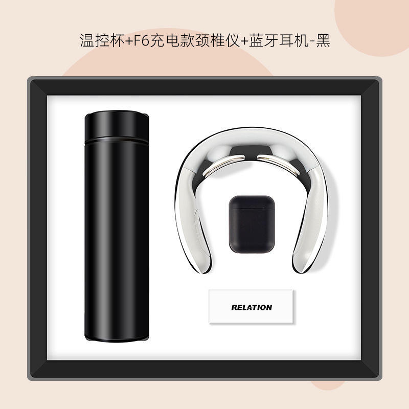 หูฟังไร้สายนวดกระดูกสันหลังส่วนคอควบคุมอุณหภูมิ (สีดำ)