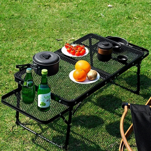 Mesa plegable portátil de malla de hierro para uso en exteriores y Playa Aleación de aluminio de altura ajustable para el hogar Puesto Camping - Product Image 1