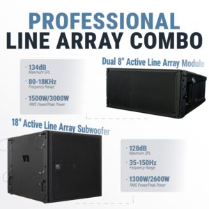 Sistema de Sonido PA <span class=keywords><strong>Completo</strong></span> Accuracy CLA208A-COMBO, Sistema de Línea Activo Profesional de Doble Woofer de 8 Pulgadas con Micrófono Inalámbrico - Product Image 4