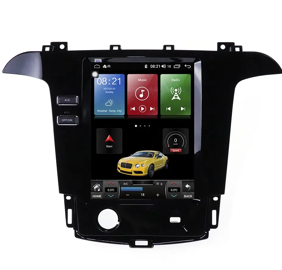 Autoradio lecteur multimédia Android, 2 din, Navigation GPS, type Tesla, pour Ford, Galaxy S Max (2007 — 2015)