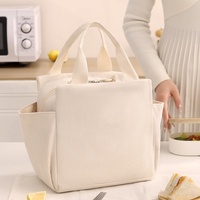 Sac isotherme de grande capacité, écologique, portable, pour 2 personnes, en velours côtelé épais, avec doublure en aluminium, fermeture éclair haute qualité
