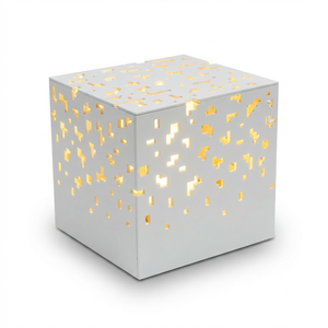 Minimalist <b>Cube</b> Corten Steel <b>Light</b> Box Outdoor Geometric Garden Lamp Rusty Metal - Product Image 4