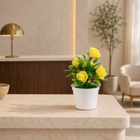 Plante artificielle en mousse à 5 têtes de roses, en pot, en plastique PP, mini arrangement floral de 18 cm, décoration pour la maison, les mariages et les bureaux