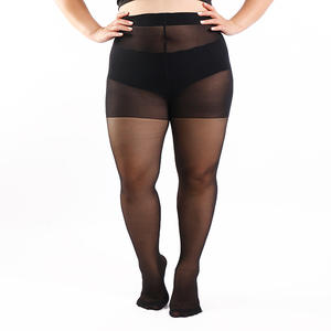 Pantimedias de Control de Cintura Alta, Negras, Transparentes, Talla Grande, 20 Denier, para Mujer - Product Image 1