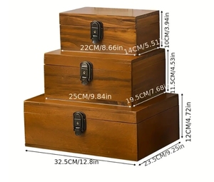 Caixa de Madeira para Lembranças Ecológica, Gravada à Mão, Vintage, Grande, com Fechadura e Chave - Product Image 1