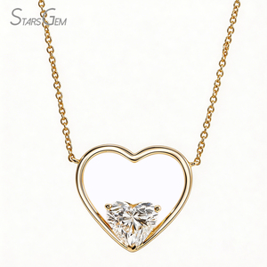 Diamante creado en laboratorio Collar de corte de corazón de 1 quilate Collar de cadena de diamantes cultivados en laboratorio de oro amarillo de 14 quilates - Product Image 1