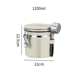 Wadah Kopi Kedap Udara Stainless Steel, Stoples Penyimpanan Ampas Kopi dengan Katup Satu Arah, Wadah Penyimpanan Biji Kopi/Teh 1-2L Modern - Product Image 6
