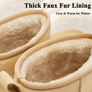 Bottines à enfiler en <span class=keywords><strong>daim</strong></span> doublées de fausse fourrure - Bottes d'hiver à plateforme pour <span class=keywords><strong>femme</strong></span> pour un confort intérieur/extérieur et la neige (ODM/OEM disponible) - Product Image 4