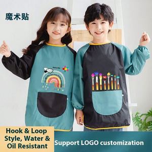 Cuhk - Delantal Impermeable para Niños, de Poliéster con Cierre de Gancho y Bucle, para Guardería, para Comer, con Mangas - Product Image 2