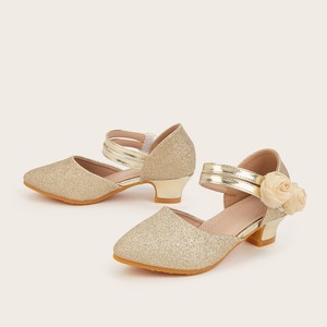 รองเท้าแตะส้นสูงพับได้ลายดอกไม้สำหรับเด็กผู้หญิงรองเท้าแตะเจ้าหญิงกลางแจ้งน่ารักเป็นประกาย - Product Image 2