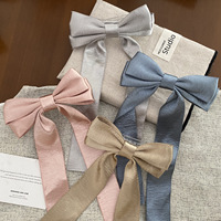 Élégante pince à cheveux en satin de soie à double couche avec nœud princesse fille tissu long ruban bec de canard pour les occasions de fête