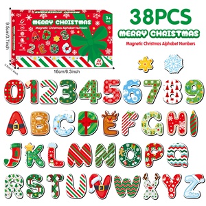 Aimant de réfrigérateur en caoutchouc de Noël, <span class=keywords><strong>jouet</strong></span> éducatif magnétique souple, alphabet décoratif DIY pour enfants - Product Image 2