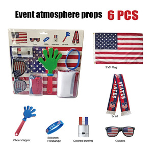 DAMAI National Flag Themed Party Favor Set 6 Pcs Sports Event Atmosphere Props Fan Cheerleading Hand Clapper and Accessory <b>Kit</b> - Product Image 3