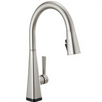 Robinet de cuisine monocommande à douchette extractible haute portée, finition brossée, base conique, pour comptoir, vente en gros usine