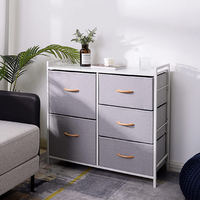 Commode de rangement grande capacité pour chambre et salle de bain avec 5 boîtes de rangement en tissu