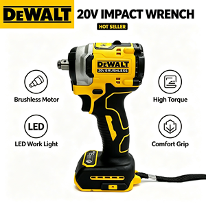   ประแจบลัชเลสไร้สาย DCF922 20V 2500RPM แรงบิดสูง ประหยัดพลังงาน และชาร์จไฟได้ - Product Image 1