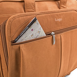 Maletín de Cuero Marrón con Ruedas de Fábrica OEM, Organizador para Portátil, Bolsos con Asa de Rodillo, Estuche de Cuero Vintage, Bolsa de Cuero Premium - Product Image 4